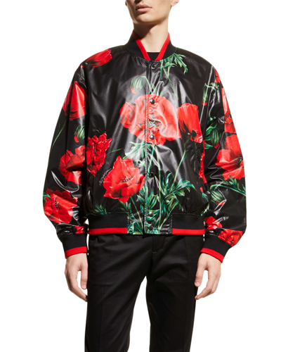Shop Dolce & Gabbana Men's Poppy Bomber Jacket In Miscellan
