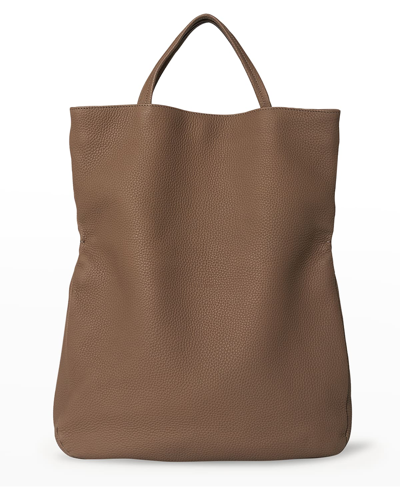 Shop The Row Everett North-south Tote Bag In Leather In Dvg Dove Grey