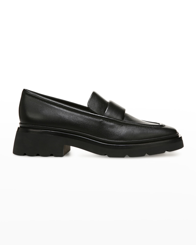 Shop Vince Robin Leather Loafers In Black