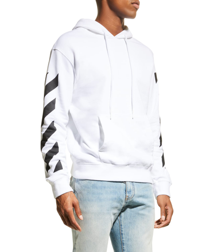 Shop Off-white Men's Diagonals Arrow-logo Hoodie In White Black