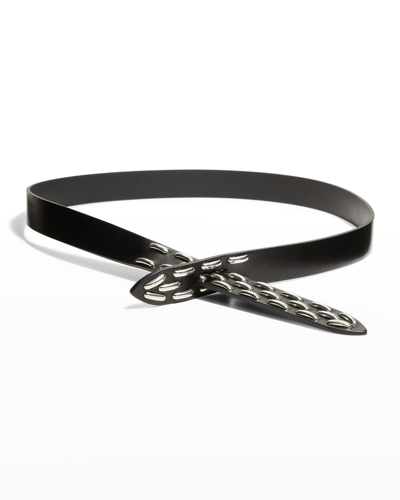 Shop Isabel Marant Lecce Studded Leather Belt In Black
