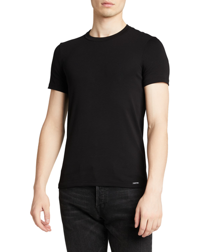 Shop Tom Ford Men's Solid Stretch Jersey T-shirt In Black
