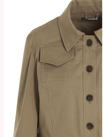 Shop Alberta Ferretti Gabardine Cropped Jacket In Beige