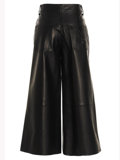 Shop Etro Leather Culotte Trousers In Black