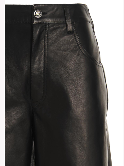 Shop Etro Leather Culotte Trousers In Black