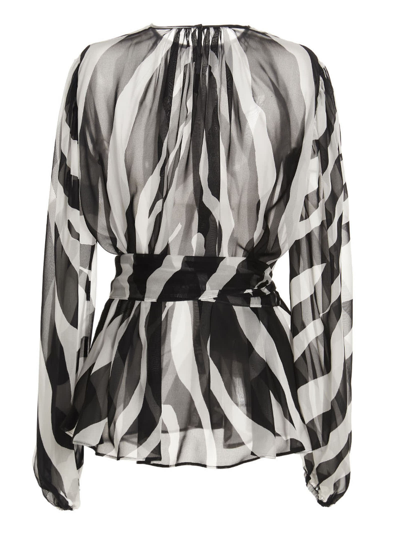 Shop Dolce & Gabbana Zebra Blouse In White/black