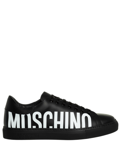 Shop Moschino Serena Leather Sneakers In Black