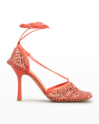 Shop Bottega Veneta Sparkle Stretch High-heel Sandals In Redmulti