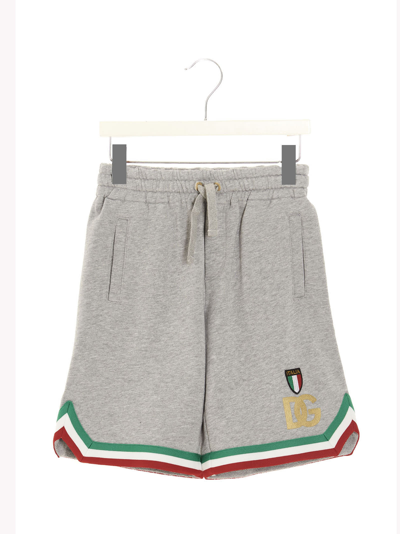 Shop Dolce & Gabbana Logo Bermuda Shorts In Gray