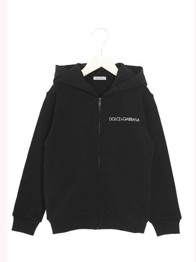 Shop Dolce & Gabbana Logo Embroidery Hoodie In Black