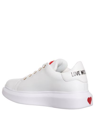Shop Love Moschino Love Leather Sneakers In Whitr