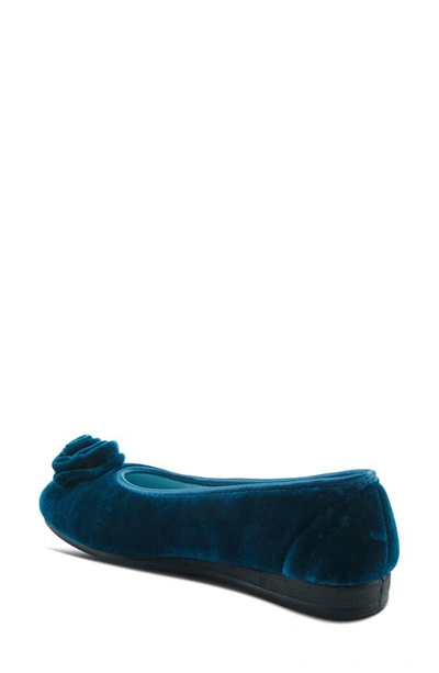 Flexus By Spring Step Roseloud Velvet Slipper In Teal