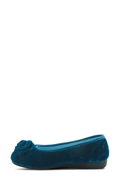 Flexus By Spring Step Roseloud Velvet Slipper In Teal