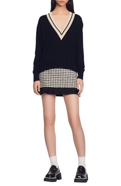 Shop Sandro Bridget Wool & Cashmere Blend Sweater In Black