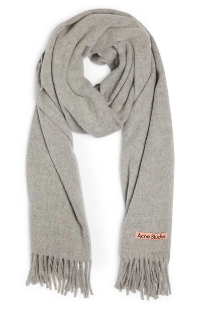 Acne Studios Canada Fringe Scarf In Light Grey Melange