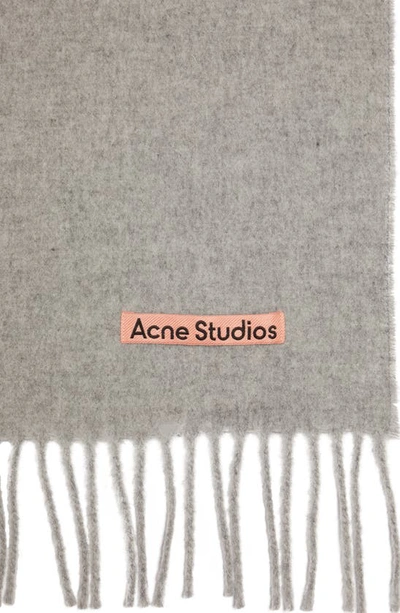 Shop Acne Studios Canada Fringe Scarf In Light Grey Melange