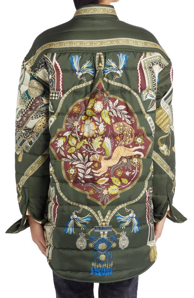Shop Etro Orion Oversize Quilted Silk Jacket In Green