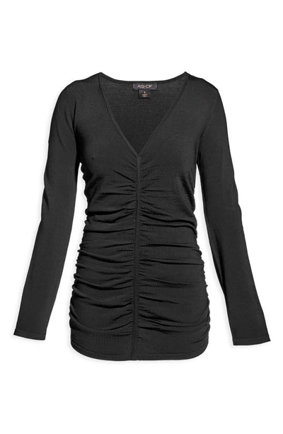 Shop As By Df Alma Ruched V-neck Sweater In Black