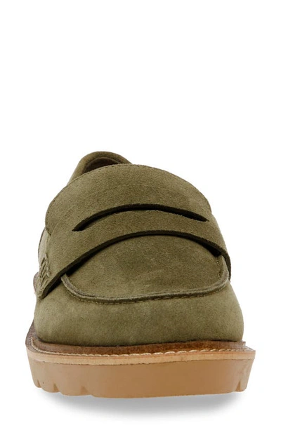 Anne Klein Elia Lug Sole Loafers In Olive