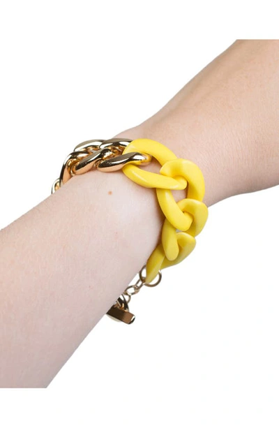 Shop Jardin Multi Color Acrylic Curb Chain Bracelet In Yellow/gold