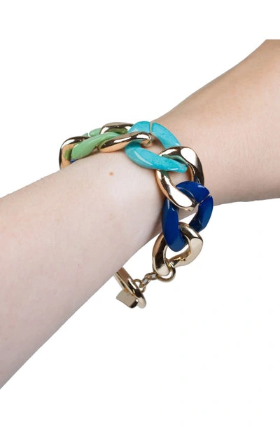 Shop Jardin Multi Color Acrylic Curb Chain Bracelet In Multi/blue/gold