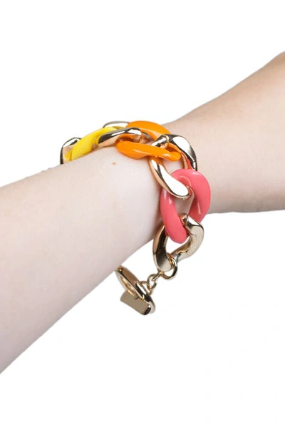 Shop Jardin Multi Color Acrylic Curb Chain Bracelet In Yellow/multi/gold