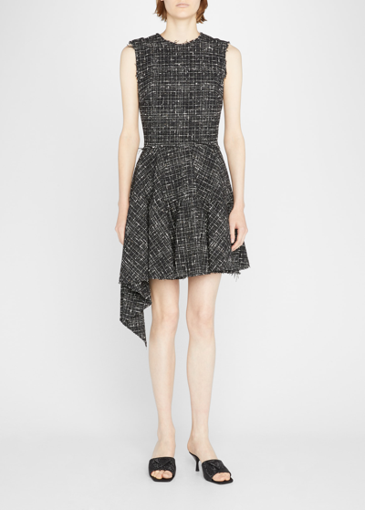 Shop Jason Wu Collection Asymmetrical Tweed Mini Dress In Black