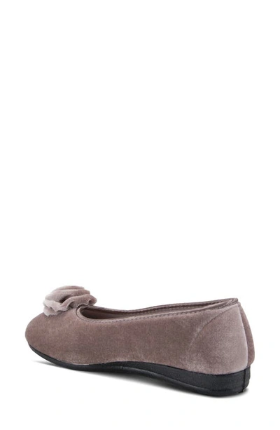Flexus By Spring Step Roseloud Velvet Slipper In Light Grey