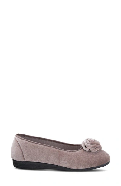 Flexus By Spring Step Roseloud Velvet Slipper In Light Grey