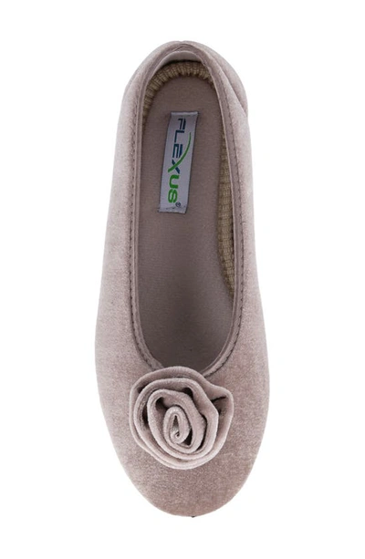 Flexus By Spring Step Roseloud Velvet Slipper In Light Grey