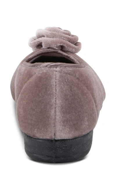 Flexus By Spring Step Roseloud Velvet Slipper In Light Grey
