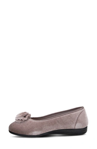 Flexus By Spring Step Roseloud Velvet Slipper In Light Grey