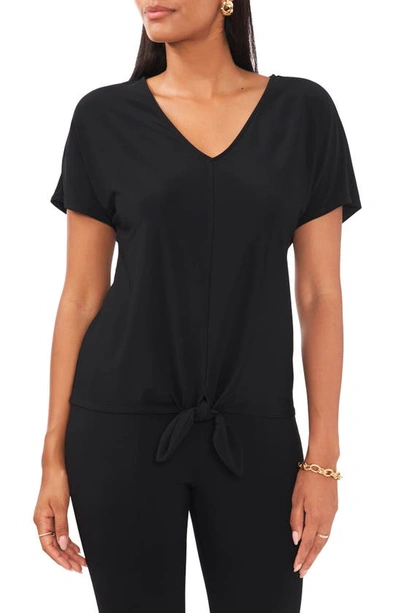 Chaus Tie Front V-neck Top In Black