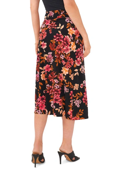 Shop Chaus Floral Midi Skirt In Black/ Pink/ Gold