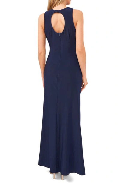 Chaus Imitation Pearl Sleeveless Gown In Navy