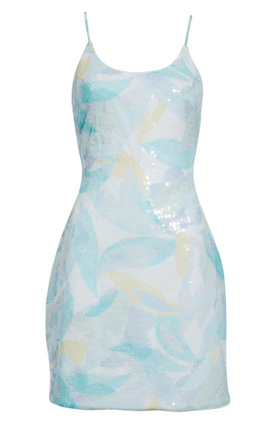 Shop Btfl-life Lucile Sequin Floral Slipdress In Blue Multi
