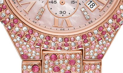 Shop Michael Kors Camille Pavé Crystal Chronograph Watch, 43mm In Pink Sprinkle/ Rose Gold