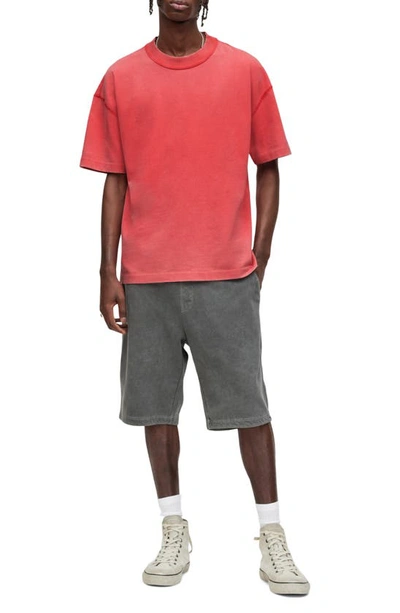 Shop Allsaints Isac Cotton T-shirt In Sundown Red