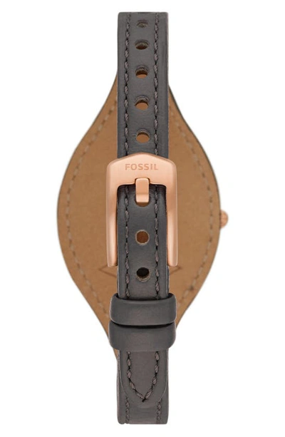 Shop Fossil Carlie Leather Strap Watch, 28mm In Black/rose Gold