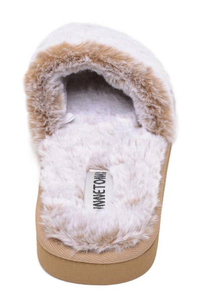 Shop Minnetonka Frosted Faux Fur Slide Slipper In Brown