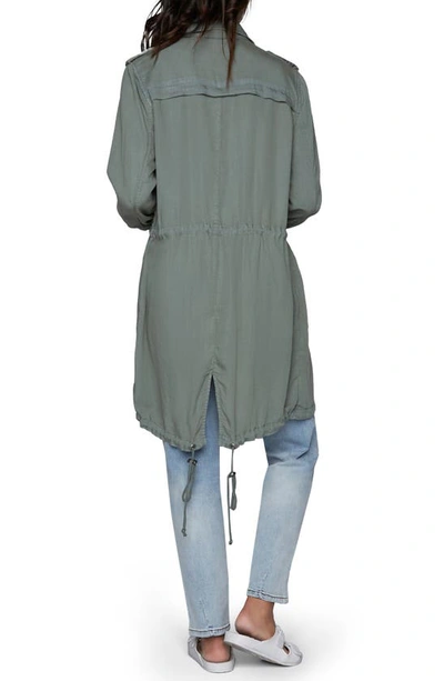Wash Lab Denim Road Trim Split Hem Zip-up Jacket In Army Green