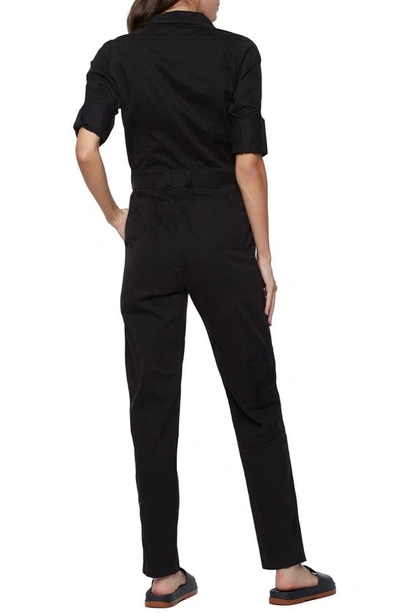 Wash Lab Denim Hi-bar Long Sleeve Denim Jumpsuit In Black
