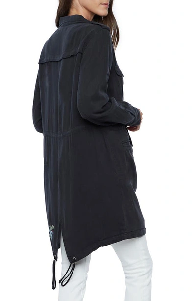 Wash Lab Denim Road Trim Split Hem Zip-up Jacket In Vintage Black