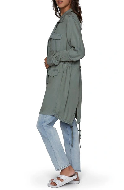 Wash Lab Denim Road Trim Split Hem Zip-up Jacket In Army Green