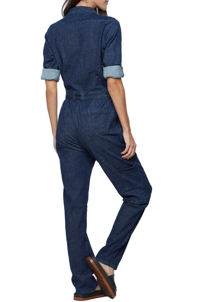 Wash Lab Denim Hi-bar Long Sleeve Denim Jumpsuit In Raw Denim