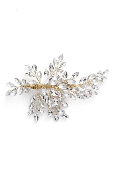 Brides And Hairpins Sahara Crystal Leaf Bendable Hair Clip In Gold