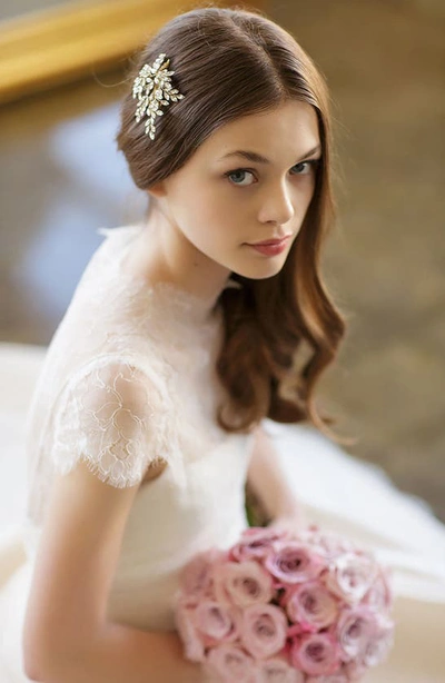 Brides And Hairpins Sahara Crystal Leaf Bendable Hair Clip In Gold
