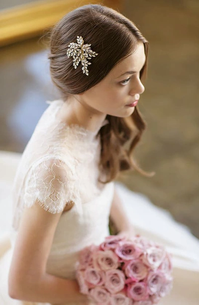 Brides And Hairpins Sahara Crystal Leaf Bendable Hair Clip In Gold