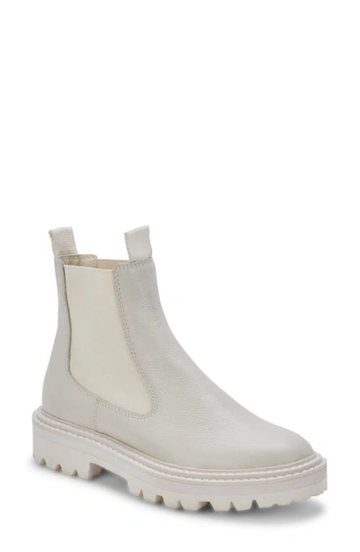 Shop Dolce Vita Moana H2o Waterproof Lug Sole Chelsea Boot In Off White Leather H2o