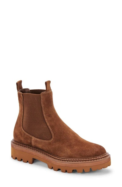 Shop Dolce Vita Moana H2o Waterproof Lug Sole Chelsea Boot In Brown Suede H2o